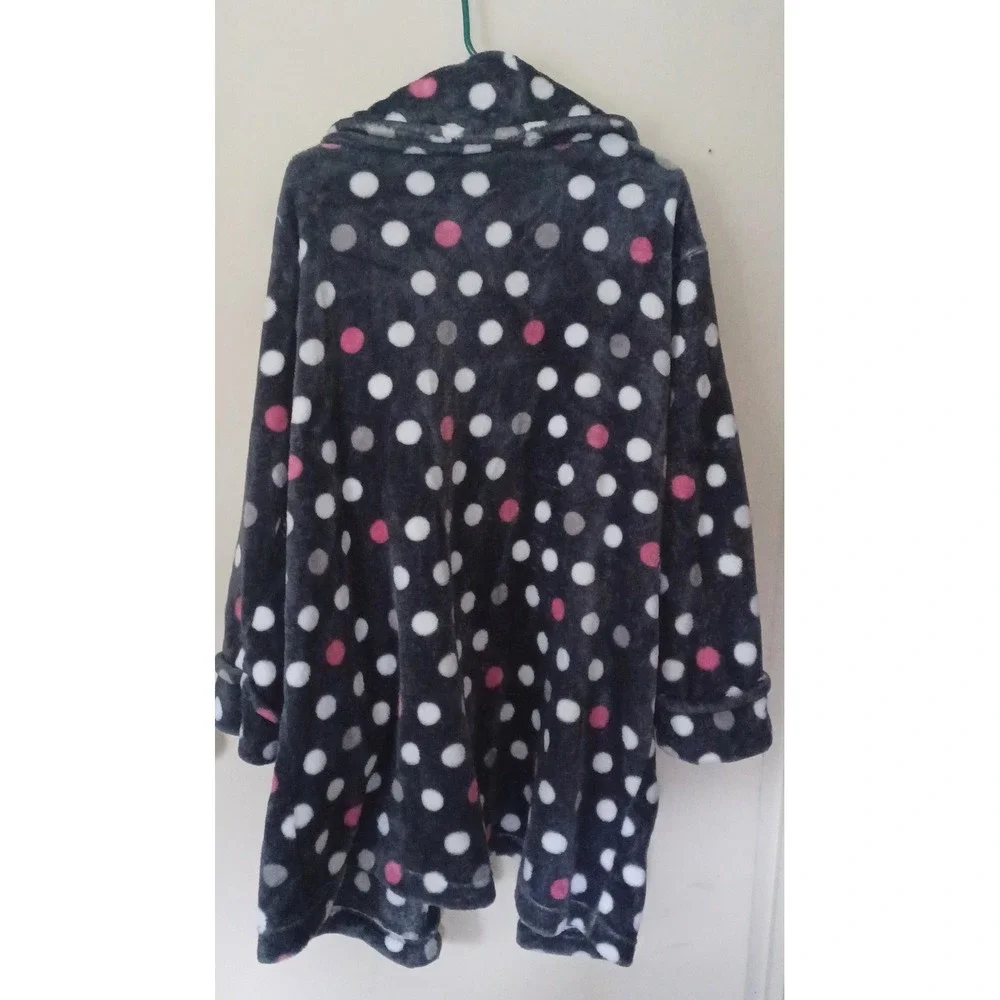 Sonoma Goods For Life XL Polka Dot Plush Fleece Robe Loungewear Pajama Housecoat